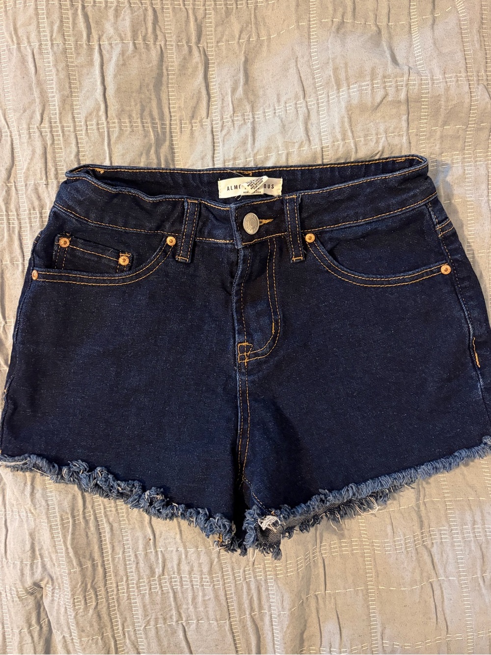 Almost Famous Dark Blue Denim Frayed Hem Shorts